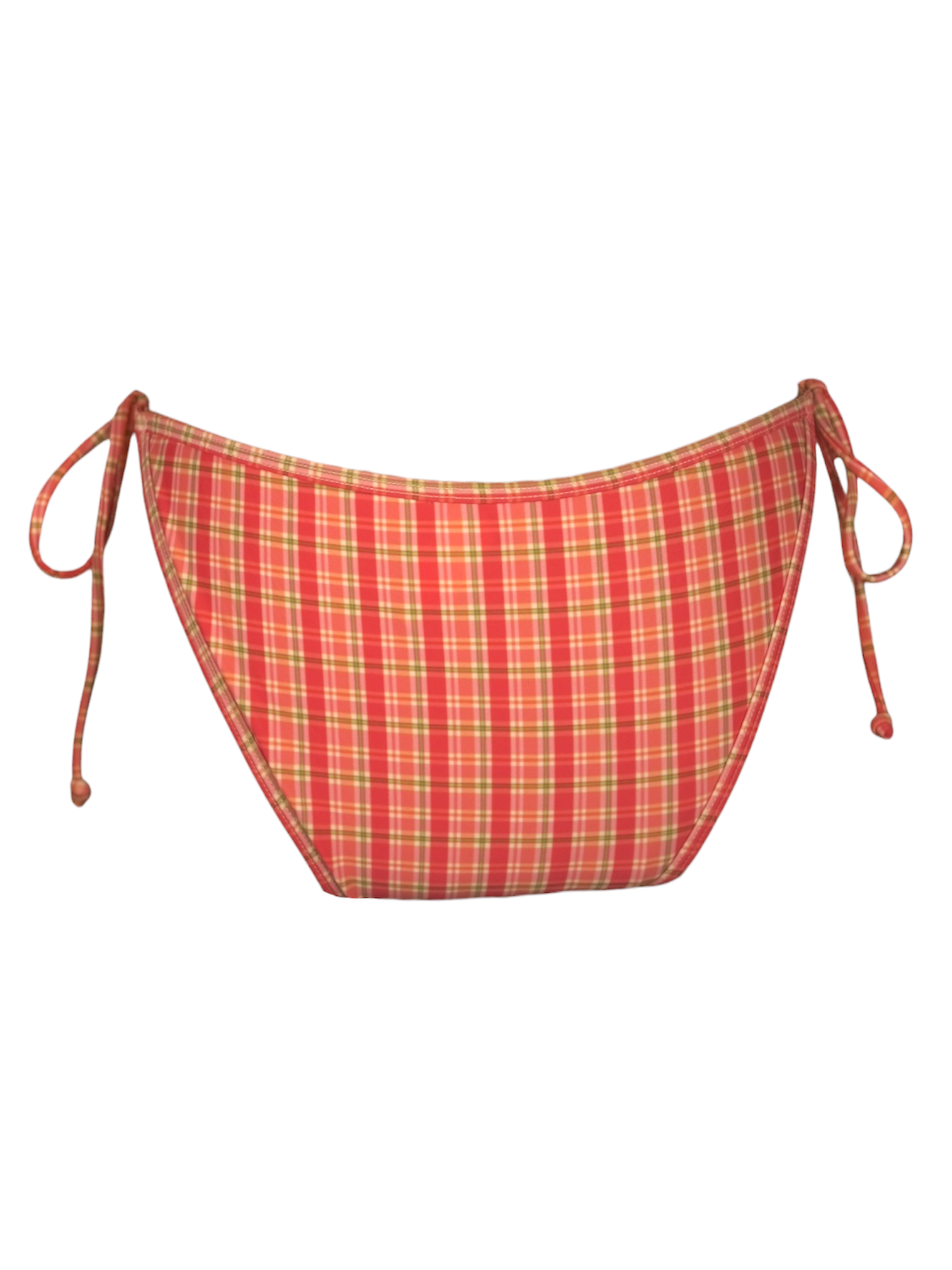 Checked Out Bikini Bottom, plaid string bikini. Side view.